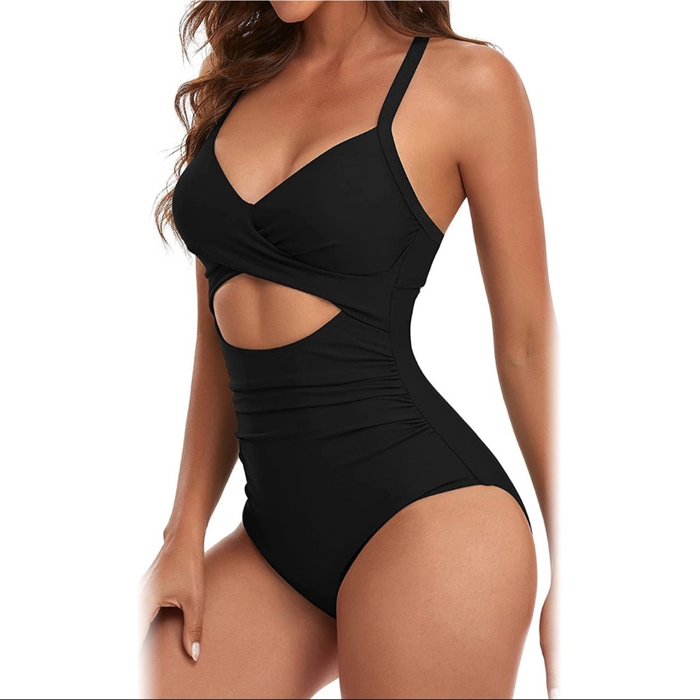 Women's One Piece Swimsuit Beachwear Swimwear Tummy Control. Large/Black